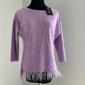 Mira Rae Purple Suede-like 3/4 sleeve top